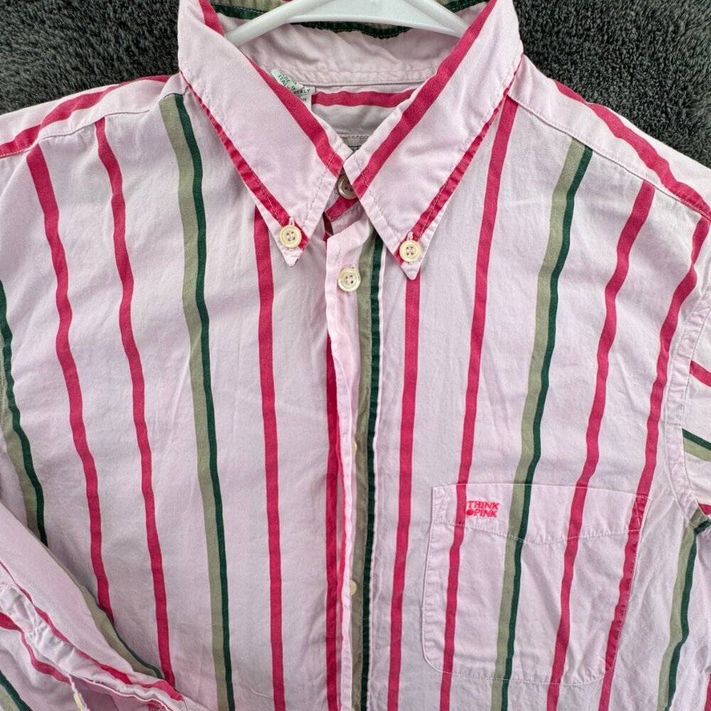 Think Pink Button Up Shirt Men Pink Striped Long Sleeve Italy Made Size 41 (16)
